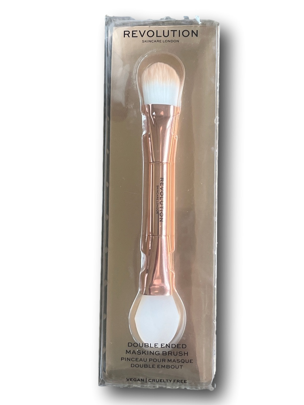Revolution Double-Ended Masking Brush - Rose Gold & White Bristles